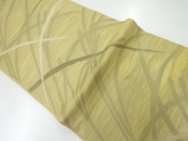 JAPANESE KIMONO / ANTIQUE FUKURO OBI FOR SUMMER / SILK / WOVEN GRASS